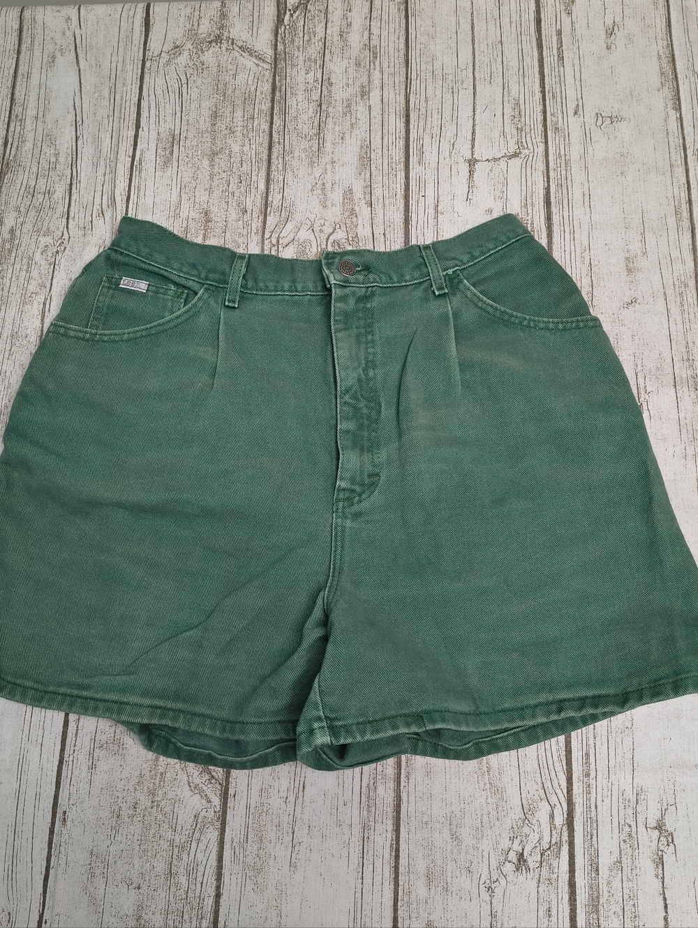 Vintage Lee Made In USA Green High Rise Mom Shorts Size 18 Med